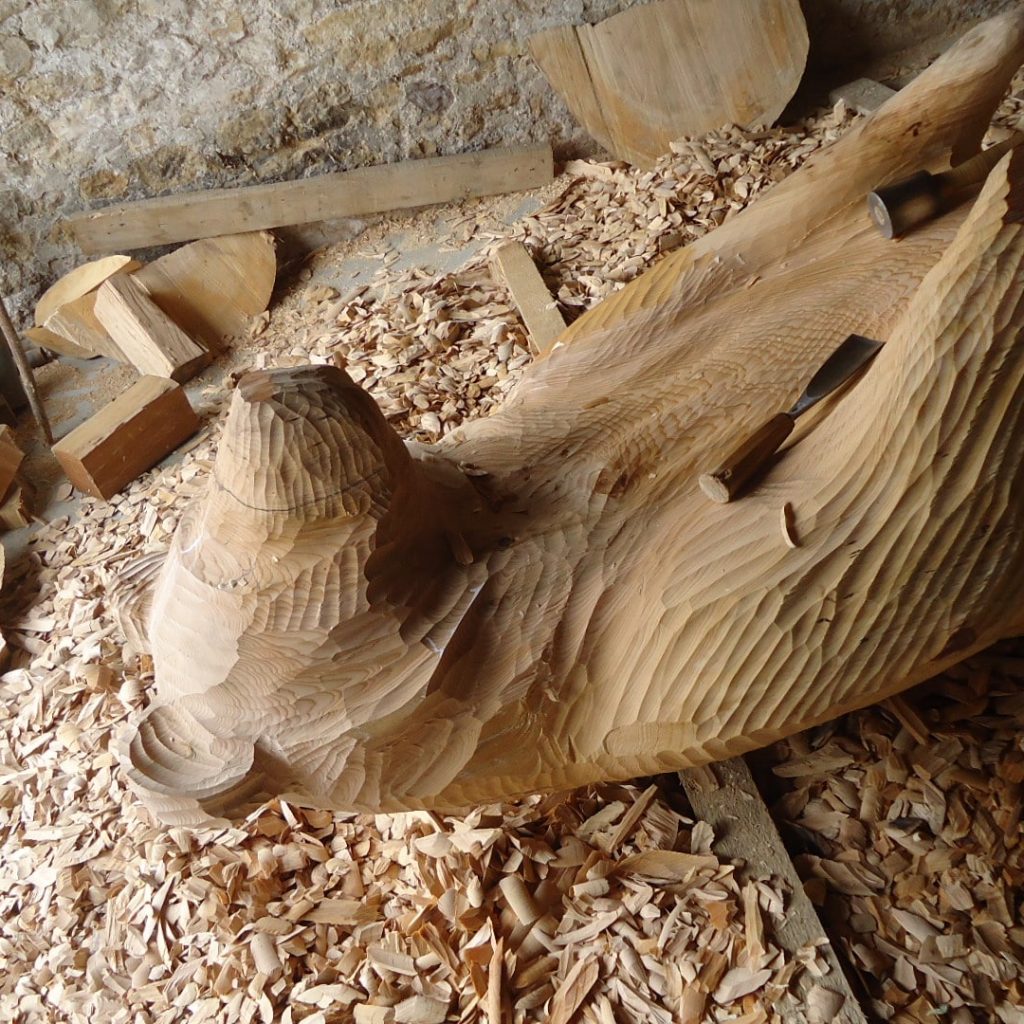 Sculpture ours en bois réalisation