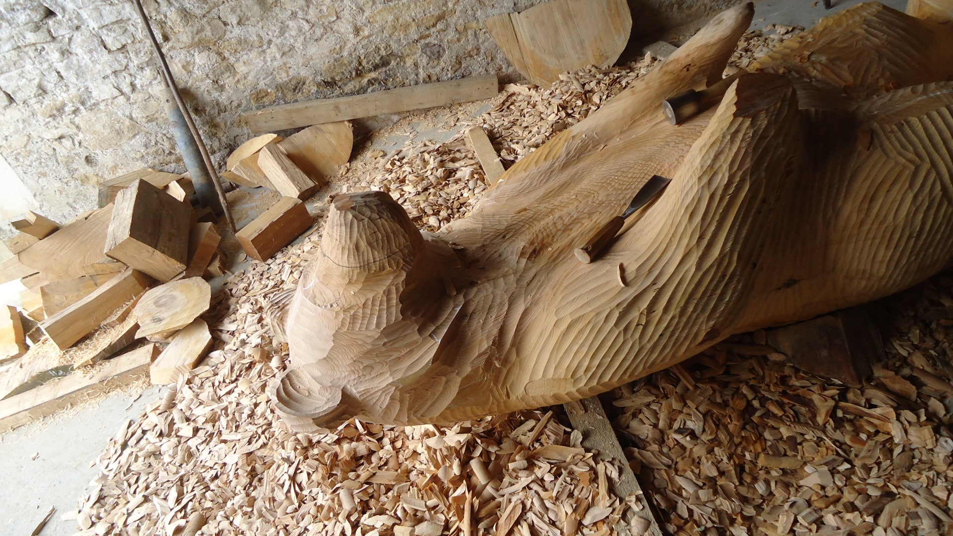 Sculpture ours en bois réalisation