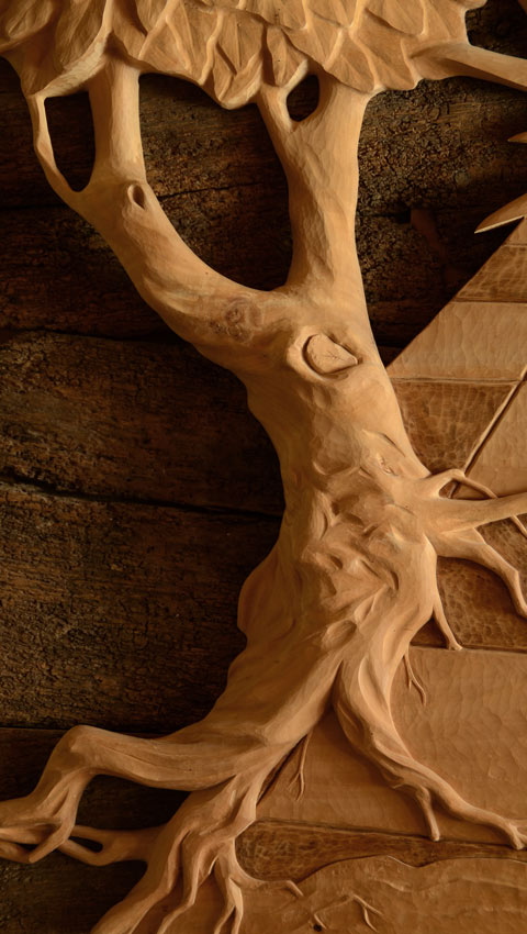 Sculpture d'arbre en bois