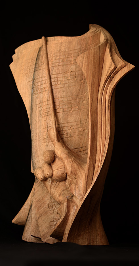 Sculpture sur bois main du chef d'orchestre