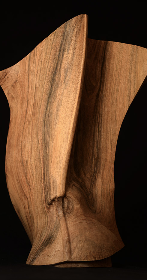 Sculpture sur bois vue de derrière