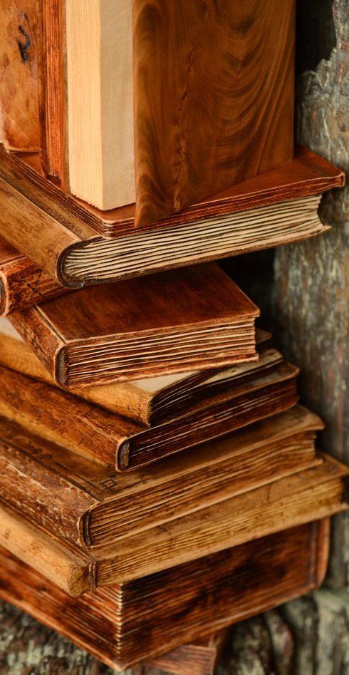 Livres sculptés en bois