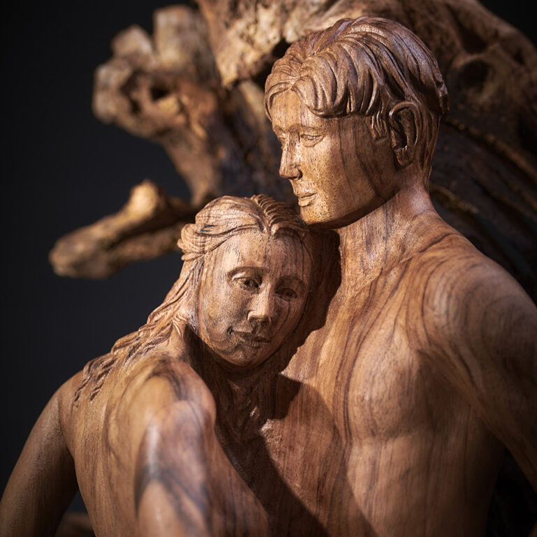 Sculpture symbolisant l’amour et la naissance d’un couple